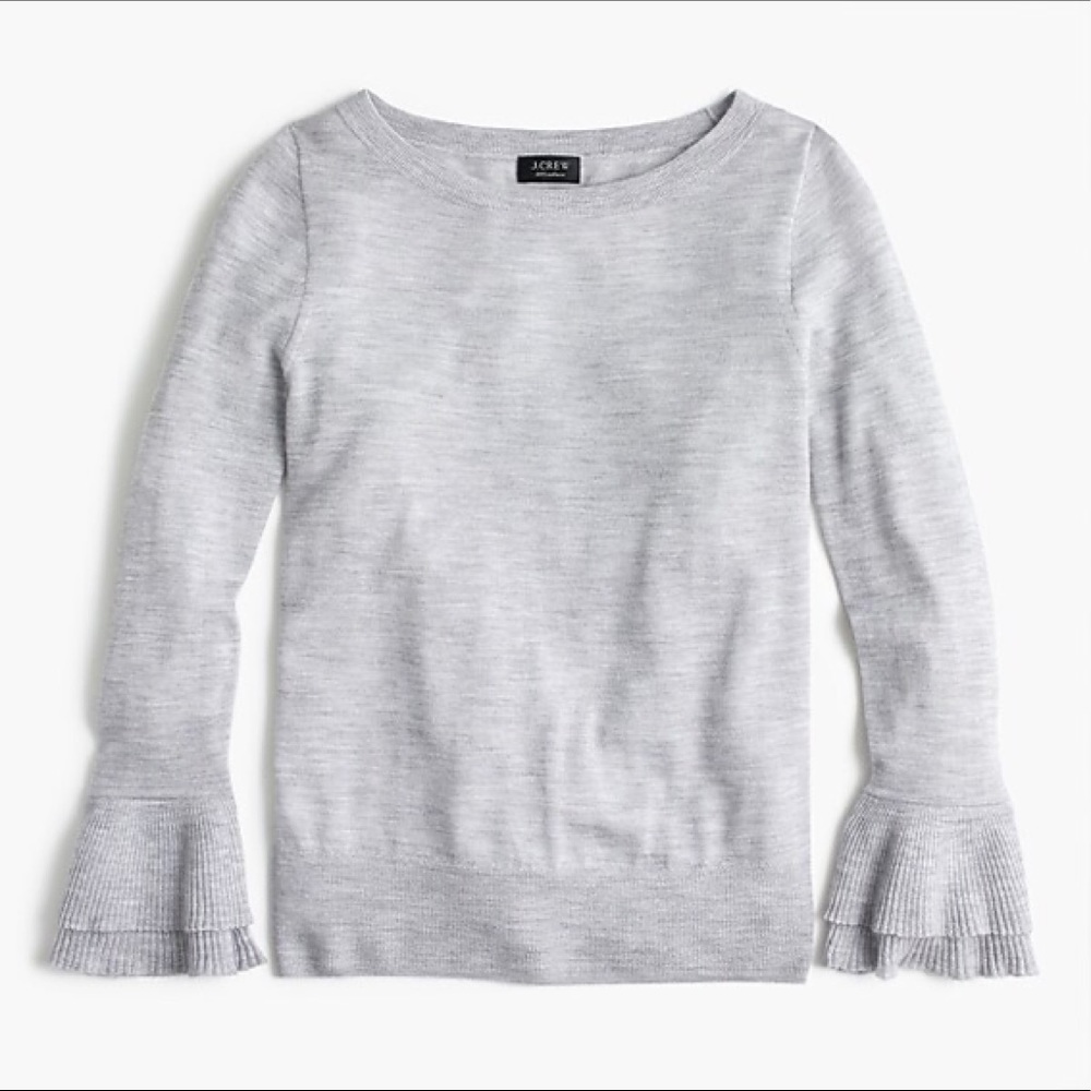 NWT J.Crew Cashmere Bell Sleeve Sweater Heathe…